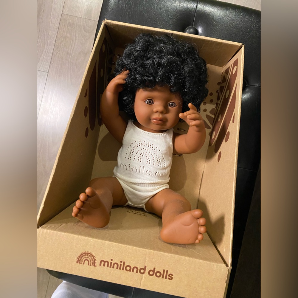 African American Miniland Baby Girl Doll 15”
